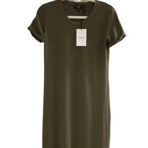 THEORY OLIVE GREEN CHERRYAL CLASSIC TEE MAXI DRESS SZ S NWT
